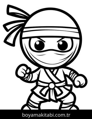 Ninja boyama sayfası – PDF indir, sevimli karakter
