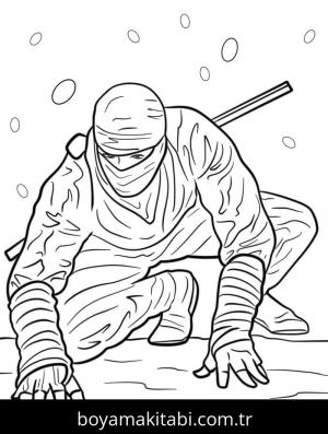 Ninja boyama sayfası – eğitici aktivite, yaratıcılık