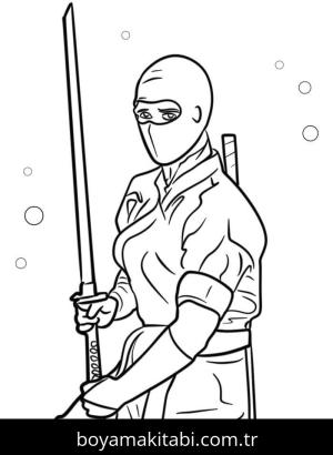 Ninja boyama sayfası – basit çizim, kolay boyama
