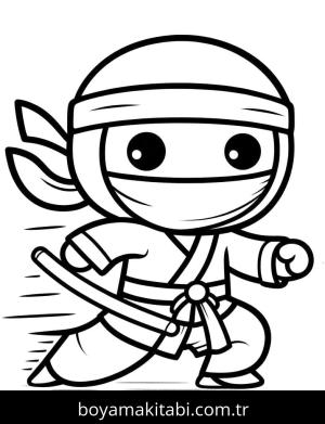 Ninja boyama sayfası – sevimli karakter, sanatsal çalışma