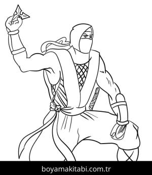 Ninja boyama sayfası – basit çizim, kolay boyama