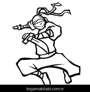 Ninja boyama sayfası – renkli çizimler, okul öncesi