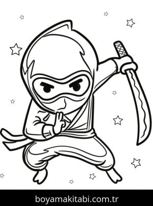 Ninja boyama sayfası – eğlenceli etkinlik, el becerilerini geliştirir