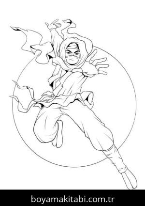 Ninja boyama sayfası – kolay boyama, eğitici aktivite