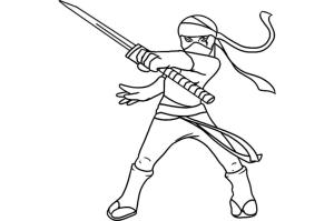 Ninja boyama sayfası,  coloring page, Ninja Kız, 