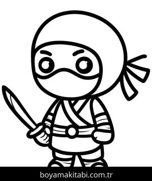 Ninja boyama sayfası – çizgi film temalı, basit çizim