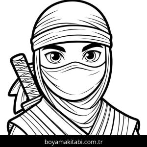 Ninja boyama sayfası – çizgi film temalı, basit çizim