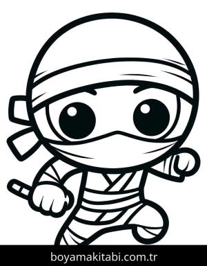 Ninja boyama sayfası – sevimli karakter, sanatsal çalışma