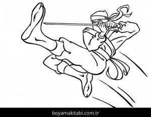 Ninja boyama sayfası – el becerilerini geliştirir, boyama çalışması