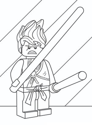 Ninjago boyama sayfası,  coloring page, İki Silah Tutan Kızgın Ninjago, 