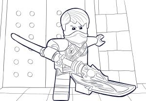 Ninjago boyama sayfası,  coloring page, Bir Mızrak Tutan Ninjago, 