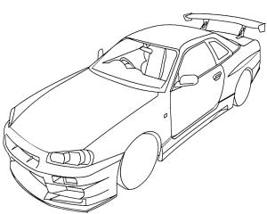 Nissan boyama sayfası,  coloring page, Nissan Skyline R34, 