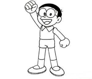 Nobita boyama sayfası,  coloring page, Nobita Kendinden Emin, 