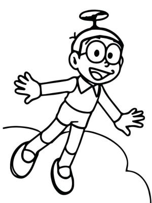 Nobita boyama sayfası,  coloring page, Nobita Uçan, 