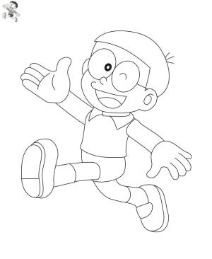 Nobita boyama sayfası,  coloring page, Nobita Koşu, 