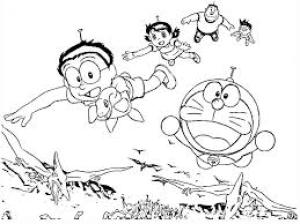 Nobita boyama sayfası,  coloring page, Nobita Ve Takım Uçuyor, 