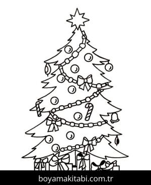 Noel Ağacı boyama sayfası – çocuklar için, çizgi film temalı