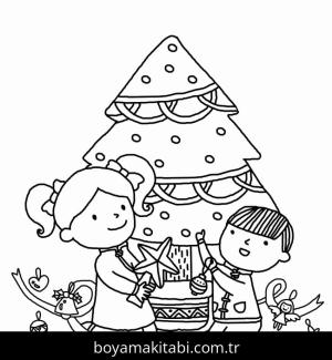 Noel Ağacı boyama sayfası – yaratıcılığı geliştirir, keyifli zaman