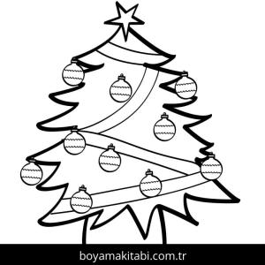 Noel Ağacı boyama sayfası – çizgi film temalı, basit çizim