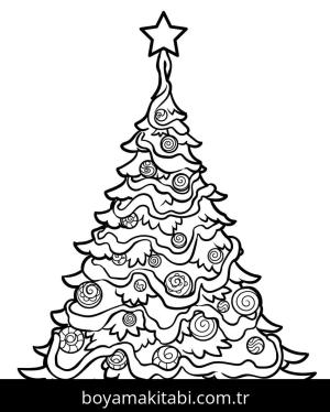 Noel Ağacı boyama sayfası – boyama çalışması, yaratıcılığı geliştirir