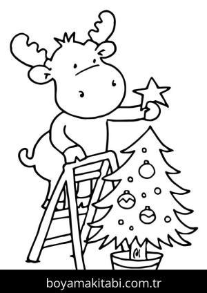 Noel Ağacı boyama sayfası – keyifli zaman, renkli çizimler