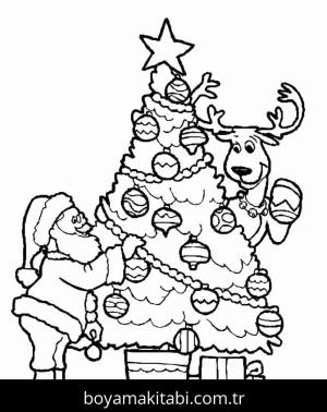 Noel Ağacı boyama sayfası – sevimli karakter, sanatsal çalışma