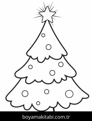 Noel Ağacı boyama sayfası – çocuk aktivitesi, PDF indir