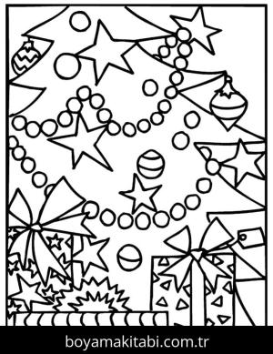 Noel Ağacı boyama sayfası – sevimli karakter, sanatsal çalışma