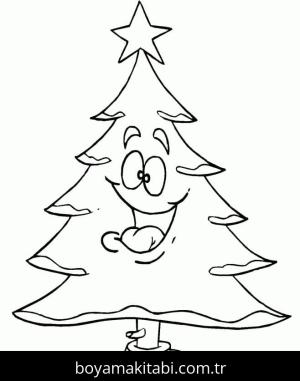 Noel Ağacı boyama sayfası – sevimli karakter, sanatsal çalışma