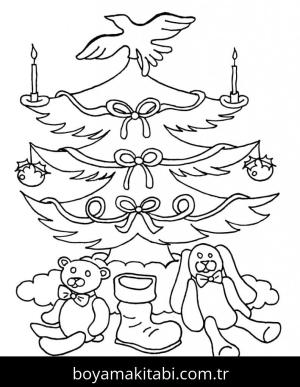 Noel Ağacı boyama sayfası – eğitici aktivite, yaratıcılık