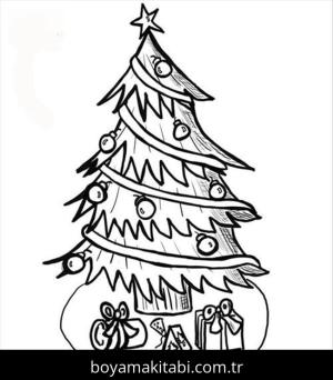Noel Ağacı boyama sayfası – okul öncesi, evde etkinlik