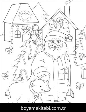 Noel Baba boyama sayfası – çizgi film temalı, basit çizim