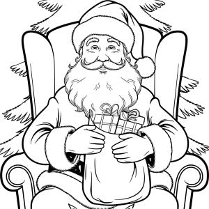 Noel Baba boyama sayfası,  coloring page, Noel Baba’yı gülümserken çizin, 