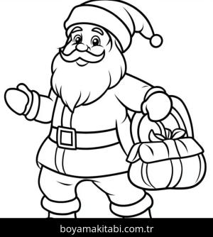 Noel Baba boyama sayfası – basit çizim, kolay boyama