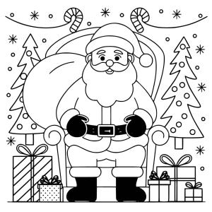 Noel Baba boyama sayfası,  coloring page, Noel Baba’yı sevimli çiz, 