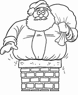 Noel Baba boyama sayfası,  coloring page, Noel Baba Bacaya Tırmanıyor, 