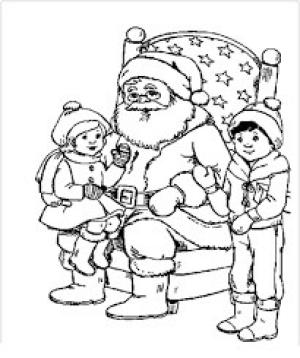 Noel Baba boyama sayfası,  coloring page, Noel Baba ve Iki çocuk, 