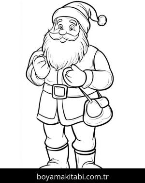 Noel Baba boyama sayfası – çizgi film temalı, basit çizim