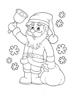 Noel Baba boyama sayfası,  coloring page, Bell ve Hediye çantası ile Noel Baba, 