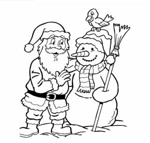 Noel Baba boyama sayfası,  coloring page, Noel Baba ve Kardan Adam, 