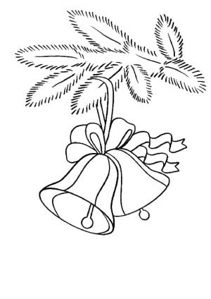 Noel Çanı boyama sayfası,  coloring page, Ladin dalında küçük çanlar., 