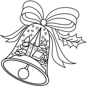 Noel Çanı boyama sayfası,  coloring page, Desenli parlak kırmızı çan., 