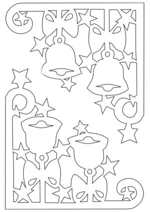 Noel Çanı boyama sayfası,  coloring page, Çanlar ile oyulmuş desen., 