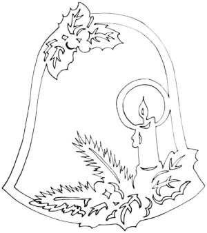 Noel Çanı boyama sayfası,  coloring page, Mumlarla masa çanı., 