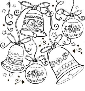 Noel Çanı boyama sayfası,  coloring page, Çanlar ve Noel toplarının birbirine geçmesi., 