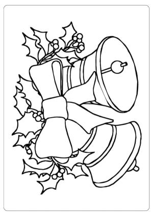 Noel Çanı boyama sayfası,  coloring page, Altın kurdeleli ve kırmızı fiyonklu kırmızı çanlar., 