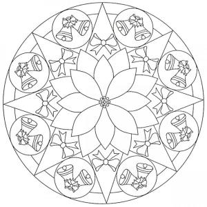 Noel Çanı boyama sayfası,  coloring page, Zilli Mandala boyama kitabı., 