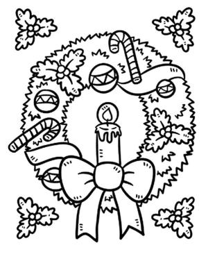 Noel Çelengi boyama sayfası,  coloring page, Mumlu Noel Çelengi, 