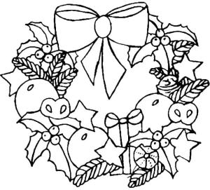 Noel Çelengi boyama sayfası,  coloring page, Şirin Bir Noel Çelengi, 