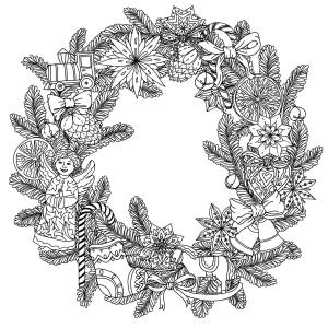 Noel Çelengi boyama sayfası,  coloring page, Güzel Noel Çelengi, 